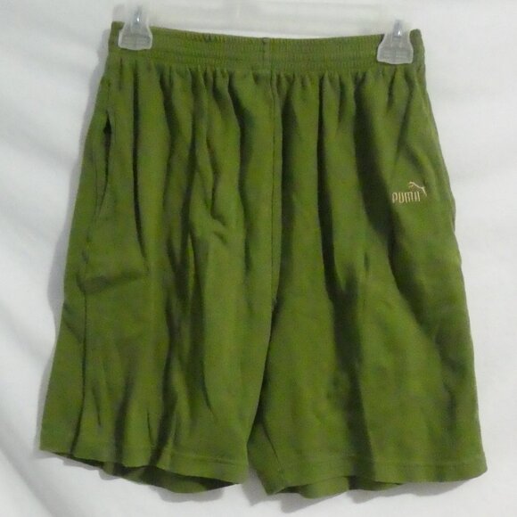 PUMA | large | Green Shorts With Pockets | Stretchy Waistband | Embroidered Logo - Picture 1 of 15